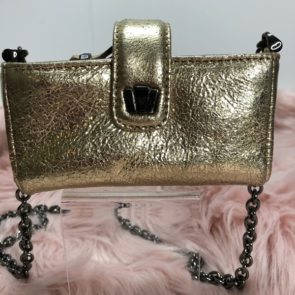 Henri Bindel Gold Leather Mini Crossbody - Picture 2 of 13